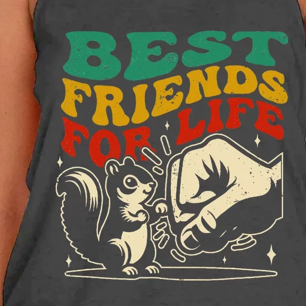 Best Friends For Life Squirrel Fist Bump Women's Knotted Racerback Tank