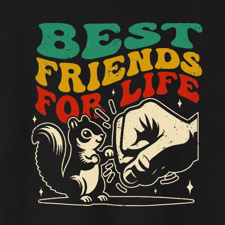 Best Friends For Life Squirrel Fist Bump Women's Crop Top Tee