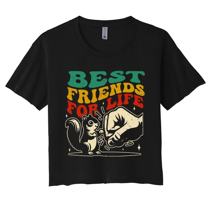 Best Friends For Life Squirrel Fist Bump Women's Crop Top Tee