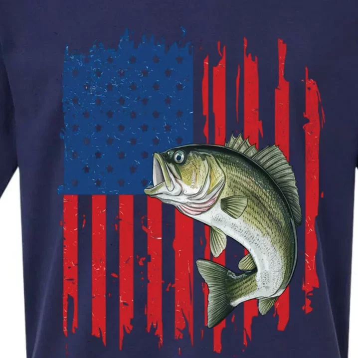 Bass Fish Fishing American Flag Dad Fishe Great Gift Sueded Cloud Jersey T-Shirt