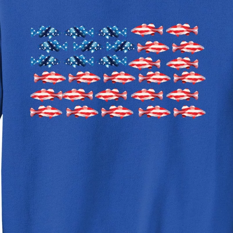 Bass Fishing Fish Lover American Flag Patriotic 4th Of July Cool Gift Sweatshirt