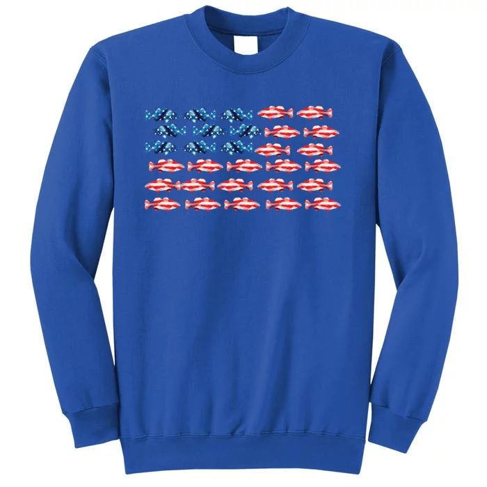 Bass Fishing Fish Lover American Flag Patriotic 4th Of July Cool Gift Sweatshirt