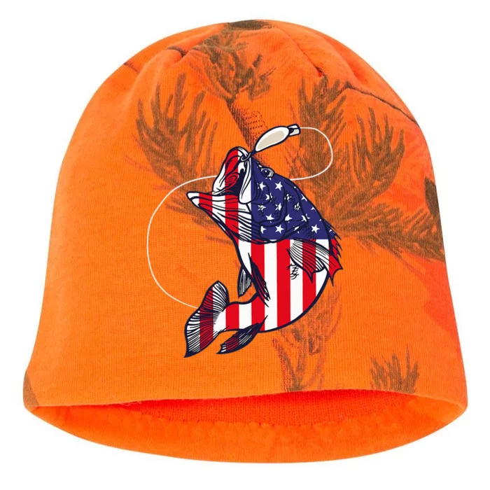 Bass Fishing Fish American Flag Patriotic Kati - Camo Knit Beanie