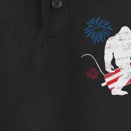 Bigfoot Fireworks Funny 4th Of July Sasquatch Patriotic Dry Zone Grid Performance Polo