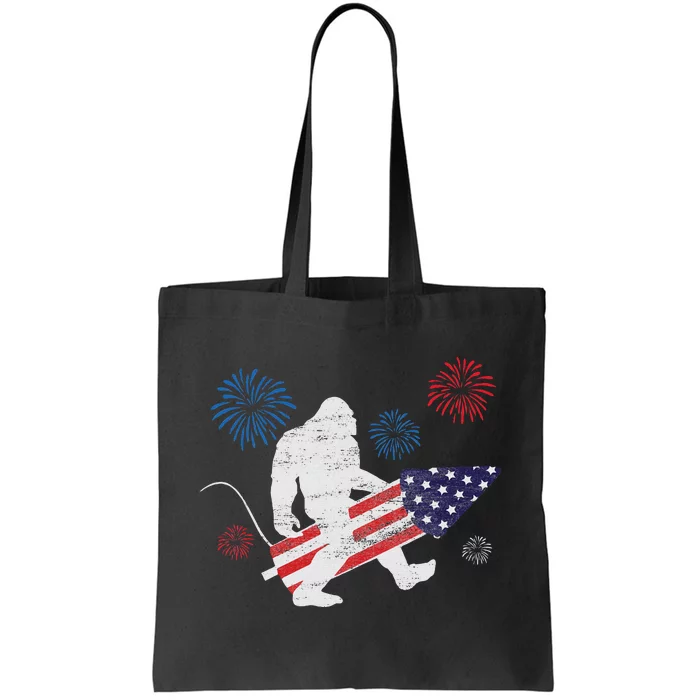 Bigfoot Fireworks Funny 4th Of July Sasquatch Patriotic Tote Bag