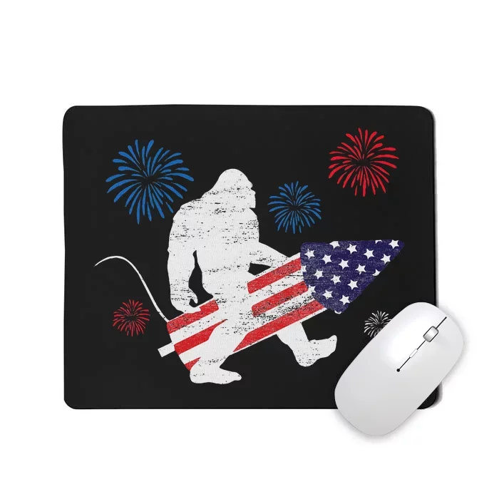 Bigfoot Fireworks Funny 4th Of July Sasquatch Patriotic Mousepad