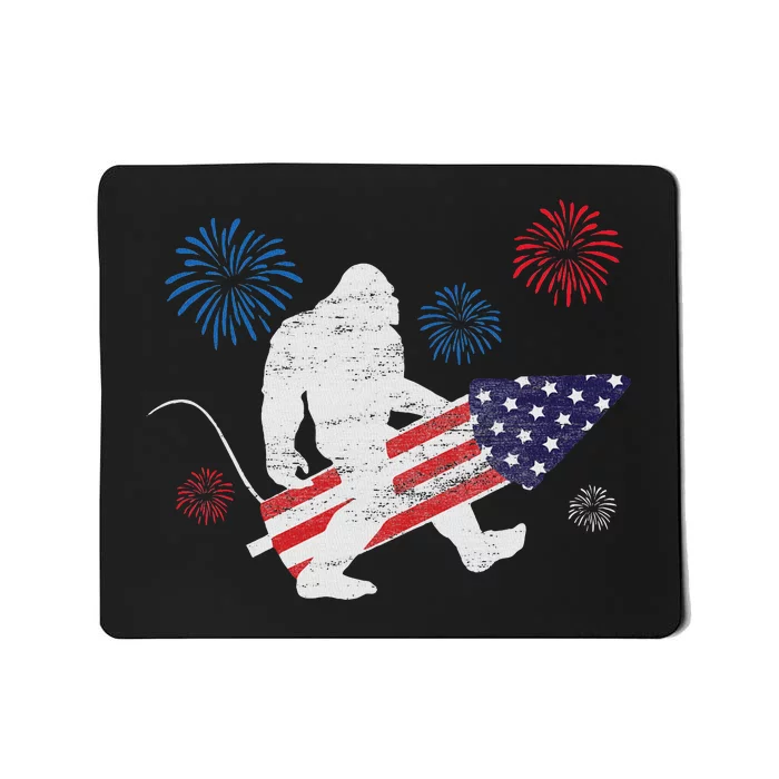 Bigfoot Fireworks Funny 4th Of July Sasquatch Patriotic Mousepad