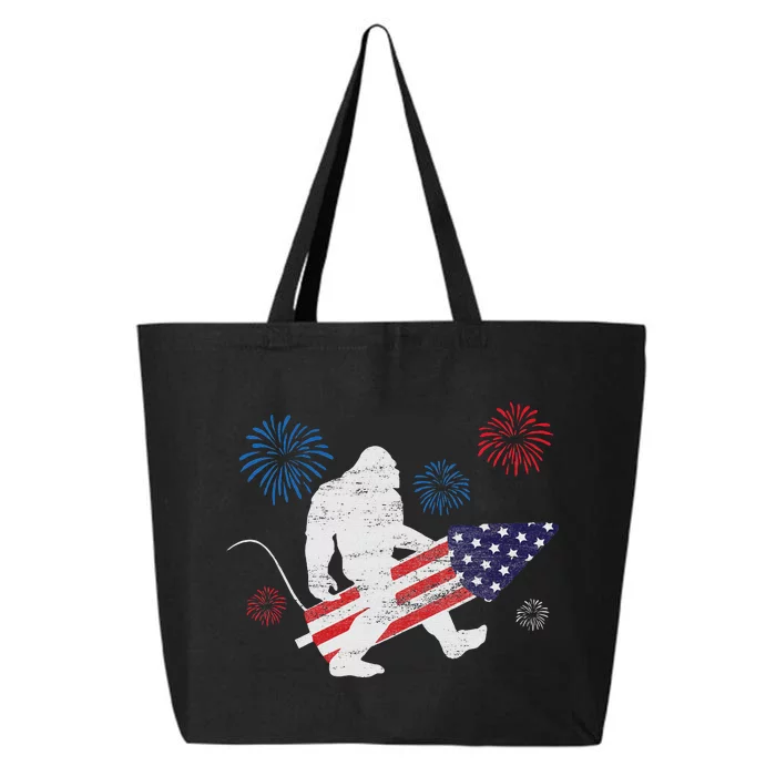 Bigfoot Fireworks Funny 4th Of July Sasquatch Patriotic 25L Jumbo Tote