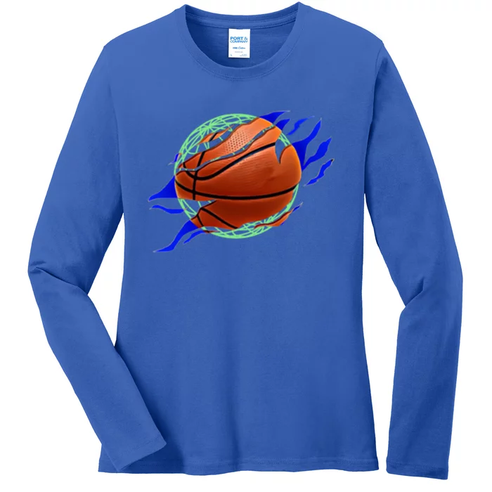 Basketball Fans (Front/Back) Gift Ladies Long Sleeve Shirt