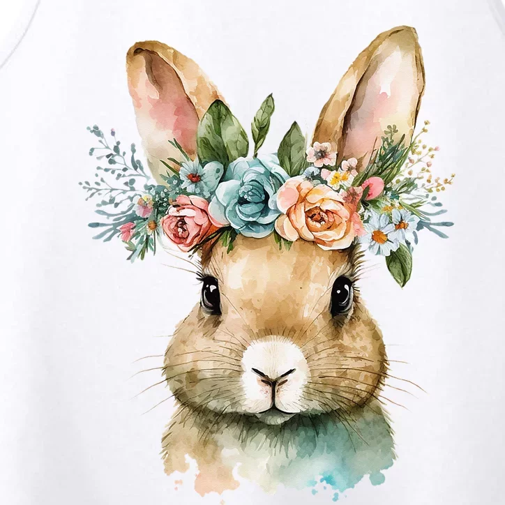 Bunny Floral Flower Crown For easter Spring Performance Tank