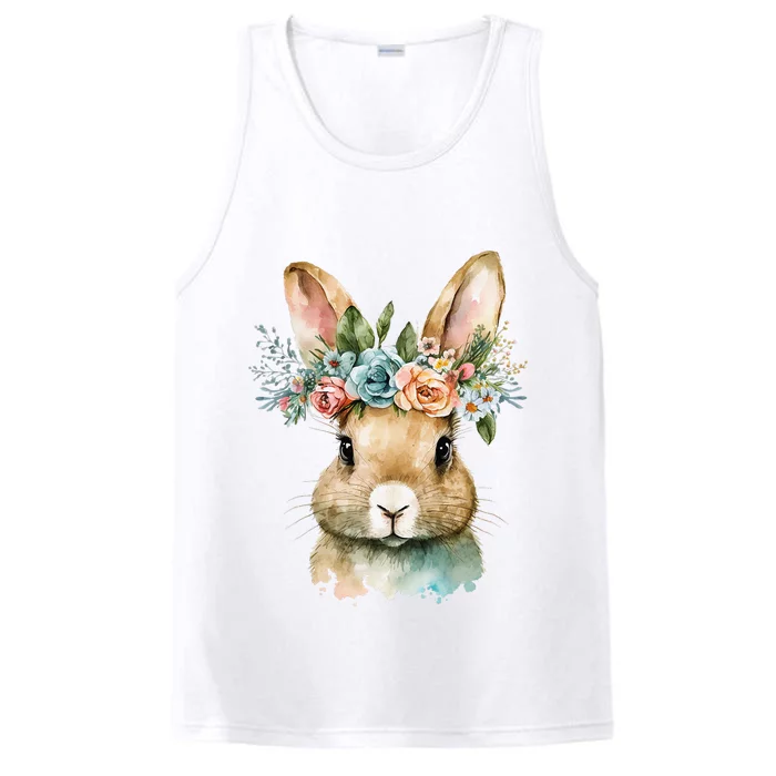 Bunny Floral Flower Crown For easter Spring Performance Tank