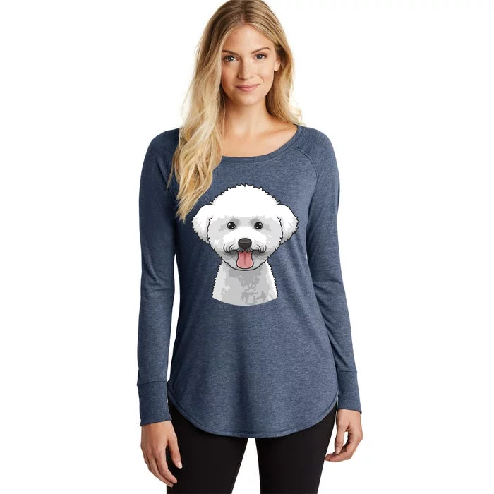 Bichon Frise Face Cute Bichon Frise Dog Funny Design Funny Gift Women's Perfect Tri Tunic Long Sleeve Shirt