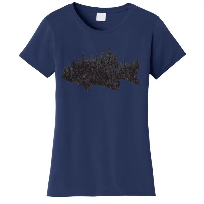 Bass Fishing Forest Largemouth Smallmouth Fisherman Women's T-Shirt