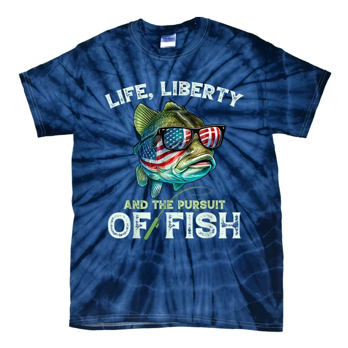 Bass Fish Fishing 4th Of July Fourth American Flag Bass Dad Tie-Dye T-Shirt