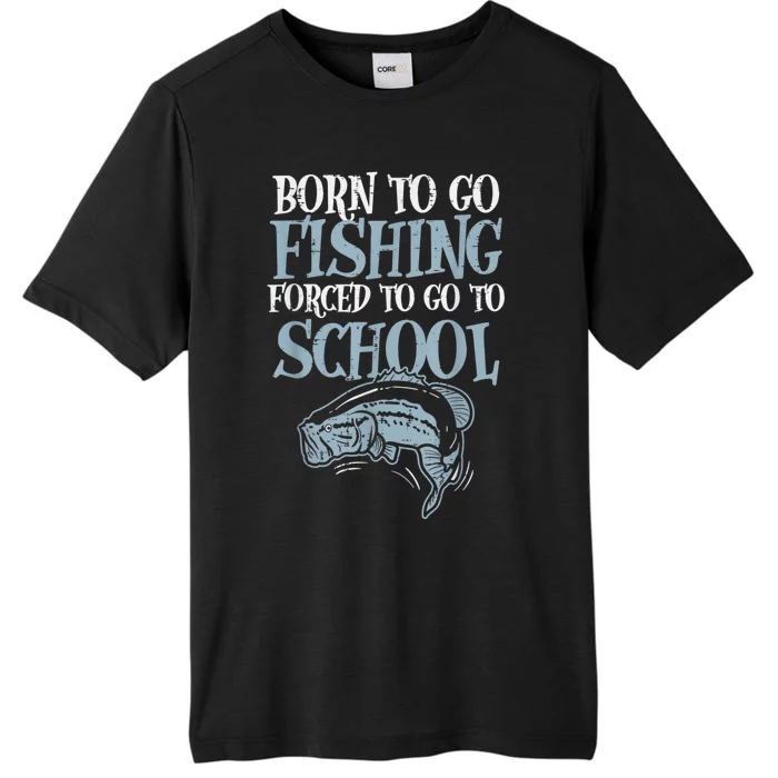 Born Fishing Forced To School Funny Bass Fish Fisherman Boy.s ChromaSoft Performance T-Shirt