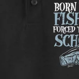 Born Fishing Forced To School Funny Bass Fish Fisherman Boy.s Dry Zone Grid Performance Polo