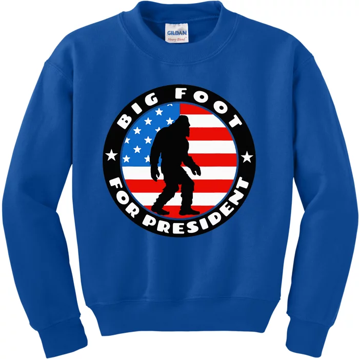 Big Foot For President Usa Flag Sasquatch Silhouette Kids Sweatshirt