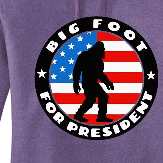 Big Foot For President Usa Flag Sasquatch Silhouette Women's Pullover Hoodie