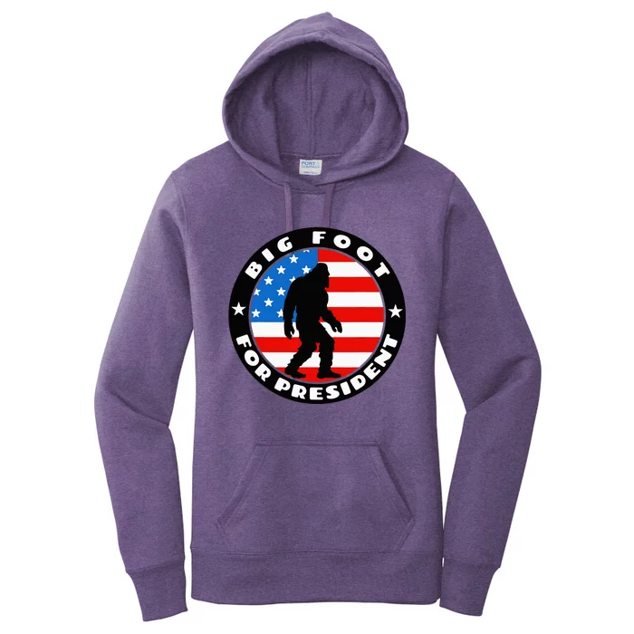 Big Foot For President Usa Flag Sasquatch Silhouette Women's Pullover Hoodie