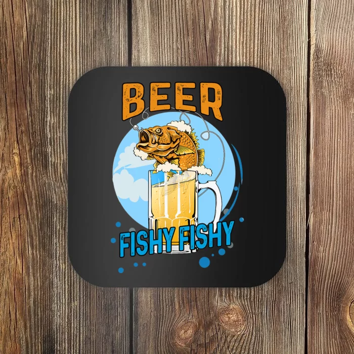 Beer Fishy Fishy Beer Fish Lover Funny Blue Sky Coaster