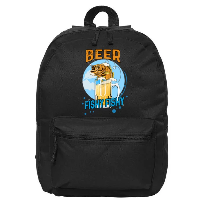 Beer Fishy Fishy Beer Fish Lover Funny Blue Sky 16 in Basic Backpack