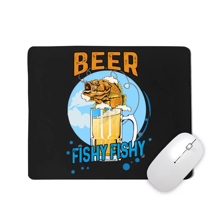 Beer Fishy Fishy Beer Fish Lover Funny Blue Sky Mousepad