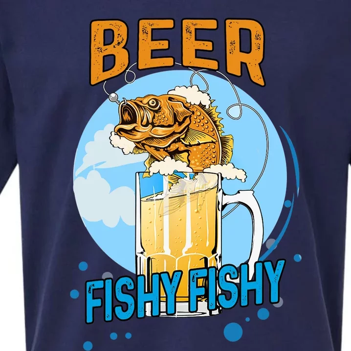 Beer Fishy Fishy Beer Fish Lover Funny Blue Sky Sueded Cloud Jersey T-Shirt