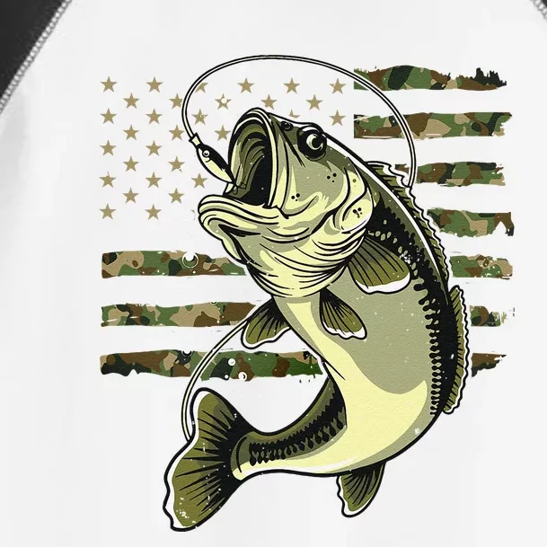 Bass Fish Fishing Usa American Flag Camouflage Fisherman Toddler Fine Jersey T-Shirt