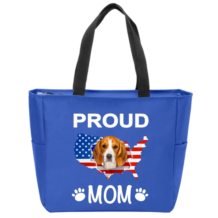 Beagle Funny Funny Gift Beagle Dog Beagle Proud Patriot Mom Gift Zip Tote Bag