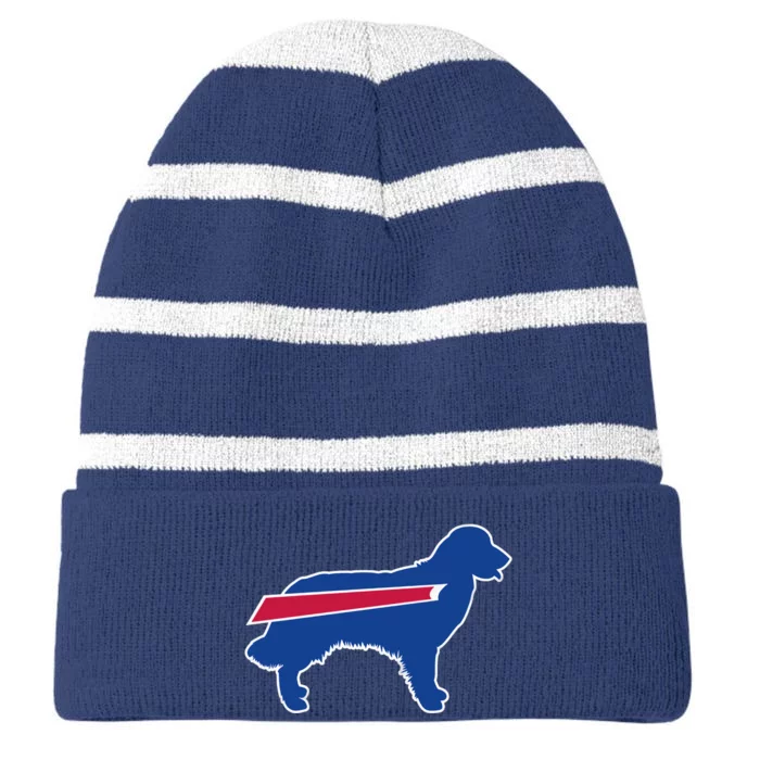 Buffalo Fan Funny Dog Buffalo Golden Retriever Buffalo Stripe Striped Beanie with Solid Band