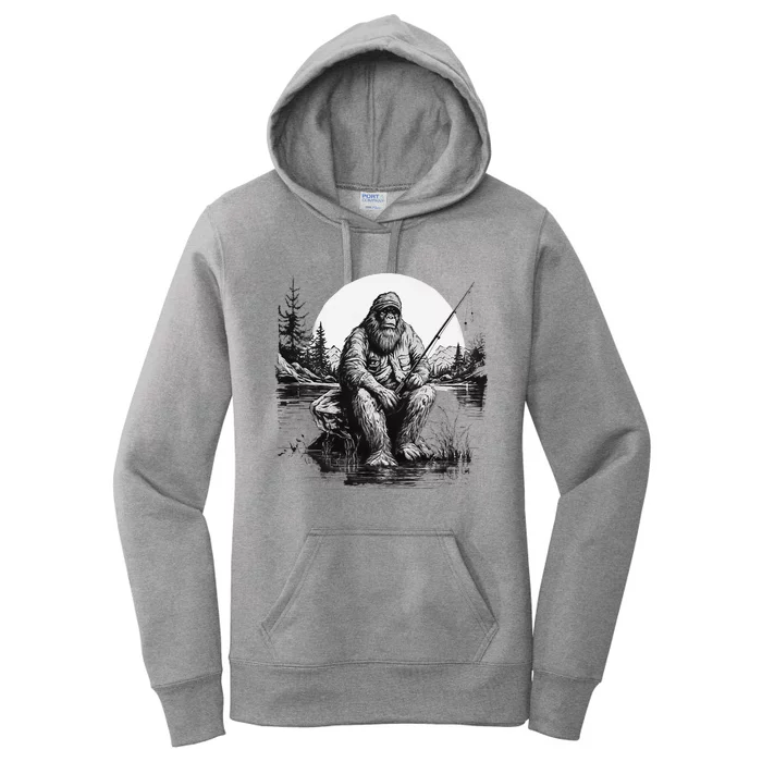 Big Foot Fishing Cool Fishing Fisher Women's Pullover Hoodie