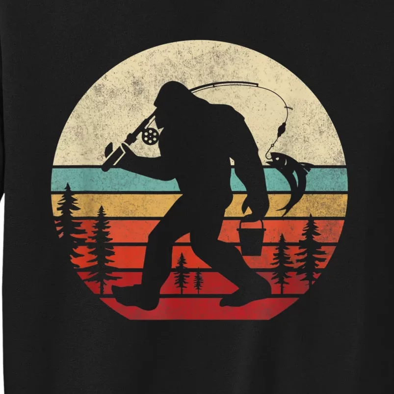 Bigfoot Fishing Funny Retro Sasquatch Fishermen Men Sweatshirt