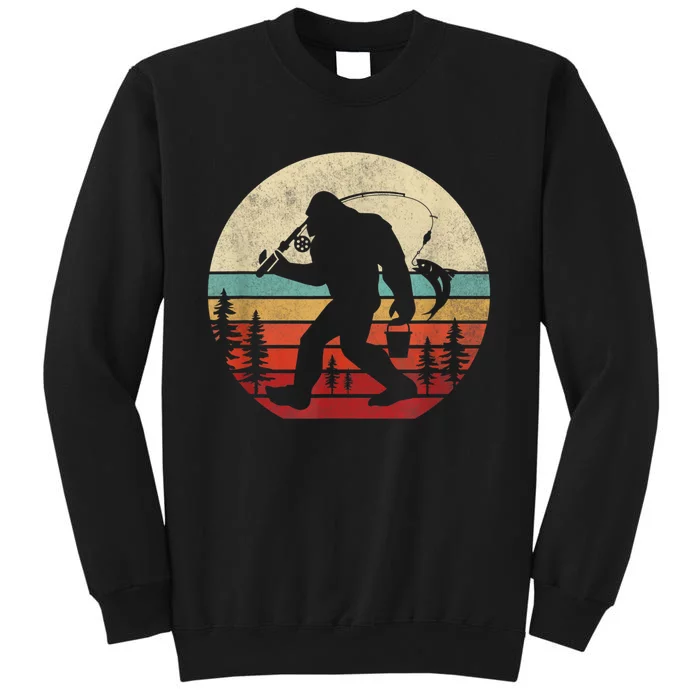 Bigfoot Fishing Funny Retro Sasquatch Fishermen Men Sweatshirt