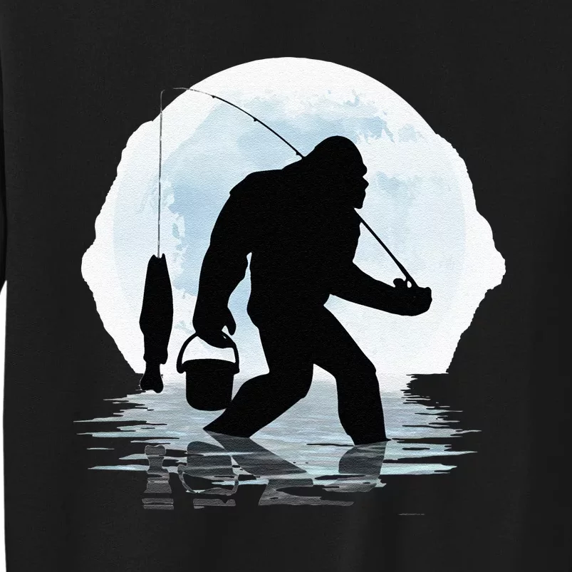 Bigfoot Fishing Funny Sasquatch And Fish Night Fishing Sweatshirt