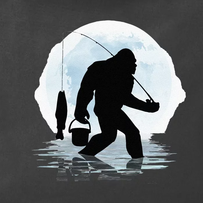 Bigfoot Fishing Funny Sasquatch And Fish Night Fishing Zip Tote Bag