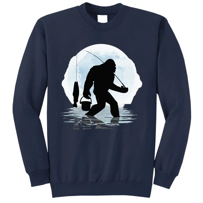 Bigfoot Fishing Funny Sasquatch And Fish Night Fishing Sweatshirt