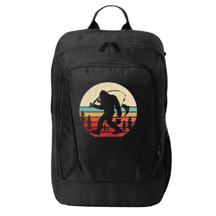 Bigfoot Fishing Funny Retro Sasquatch Dad City Backpack