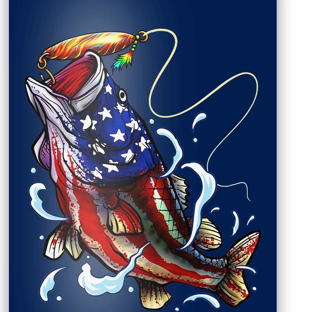  Bass Fishing Fish American Flag Dad Father Fourth Of July T- Shirt : Clothing, Shoes & Jewelry