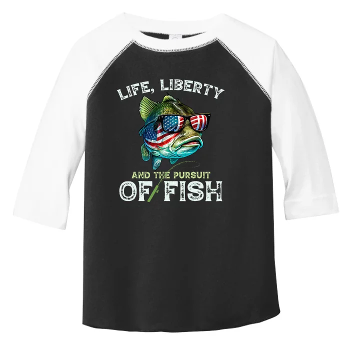 Bass Fish Fishing 4th Of July Fourth American Flag Bass Dad Toddler Fine Jersey T-Shirt