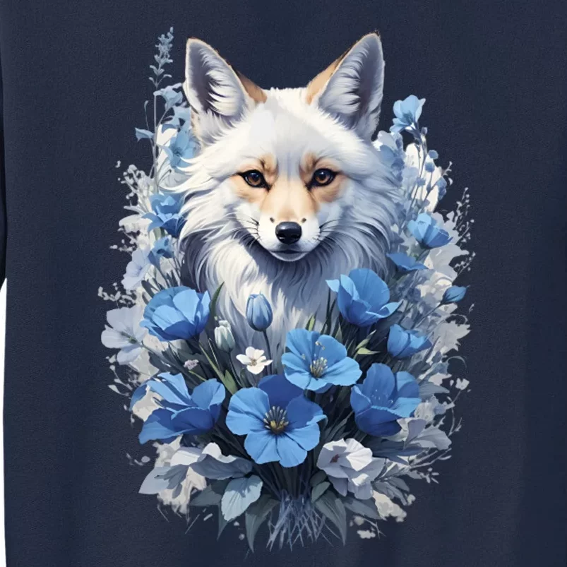 Blue Fox Flowers Tall Sweatshirt