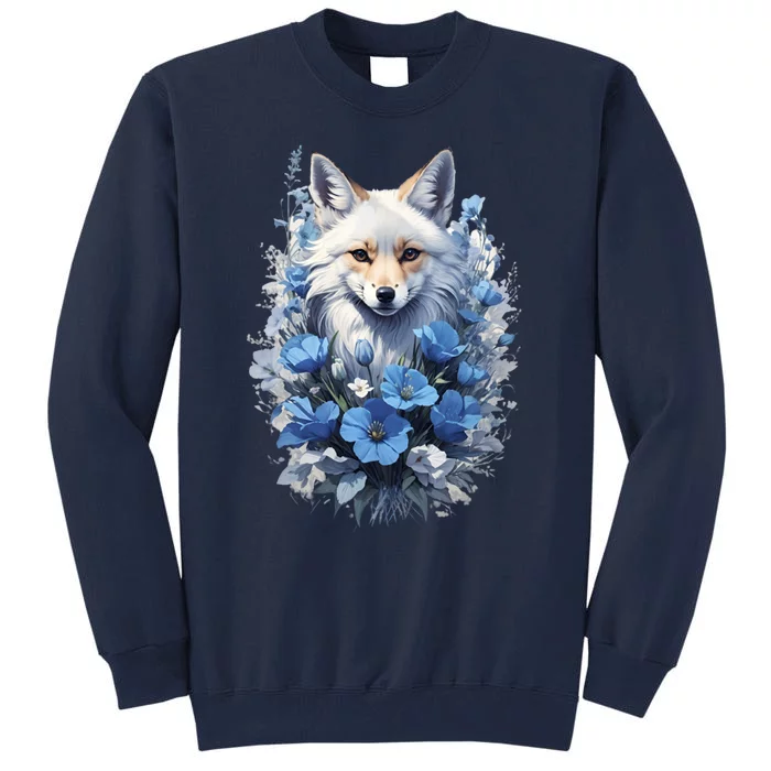 Blue Fox Flowers Tall Sweatshirt