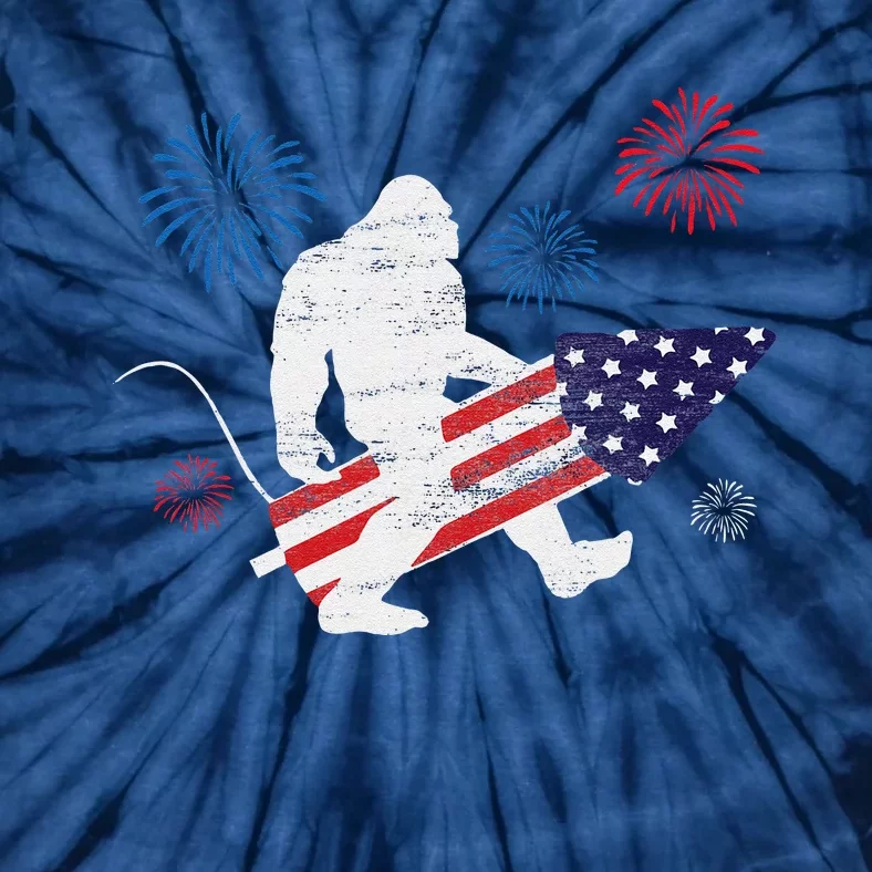 Bigfoot Fireworks Funny 4th Of July Sasquatch Patriotic Tie-Dye T-Shirt