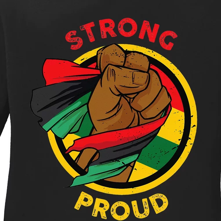 Black Fist for  Black History Month Ladies Long Sleeve Shirt