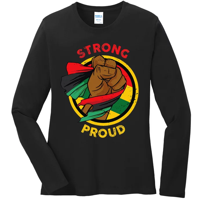 Black Fist for  Black History Month Ladies Long Sleeve Shirt