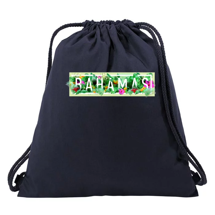 Bahamas Framed Floral Design Drawstring Bag