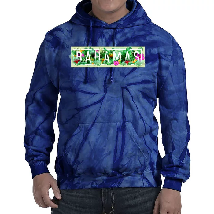 Bahamas Framed Floral Design Tie Dye Hoodie