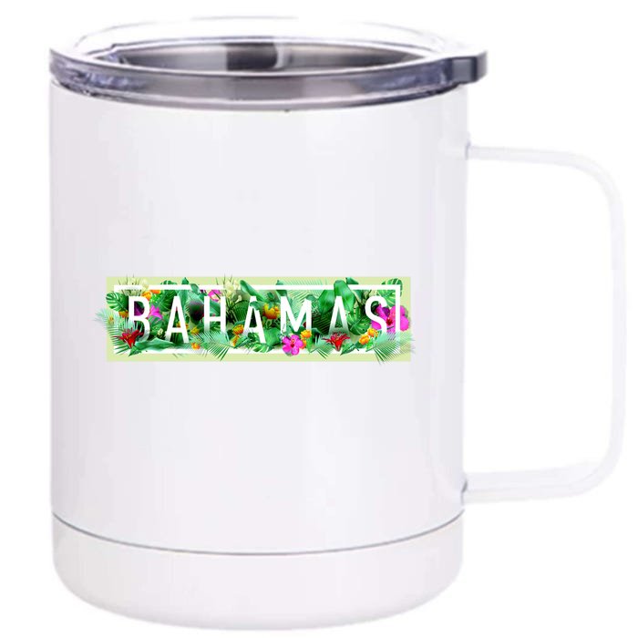 Bahamas Framed Floral Design Front & Back 12oz Stainless Steel Tumbler Cup