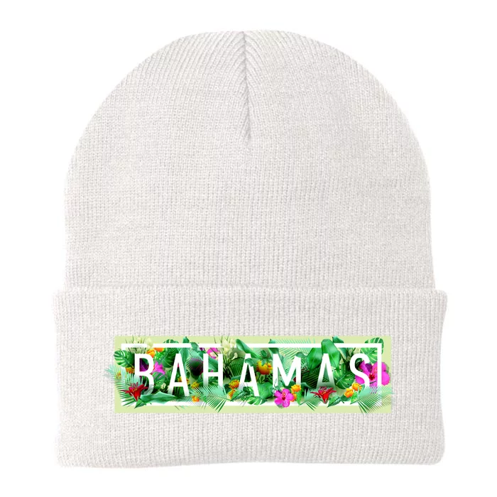 Bahamas Framed Floral Design Knit Cap Winter Beanie