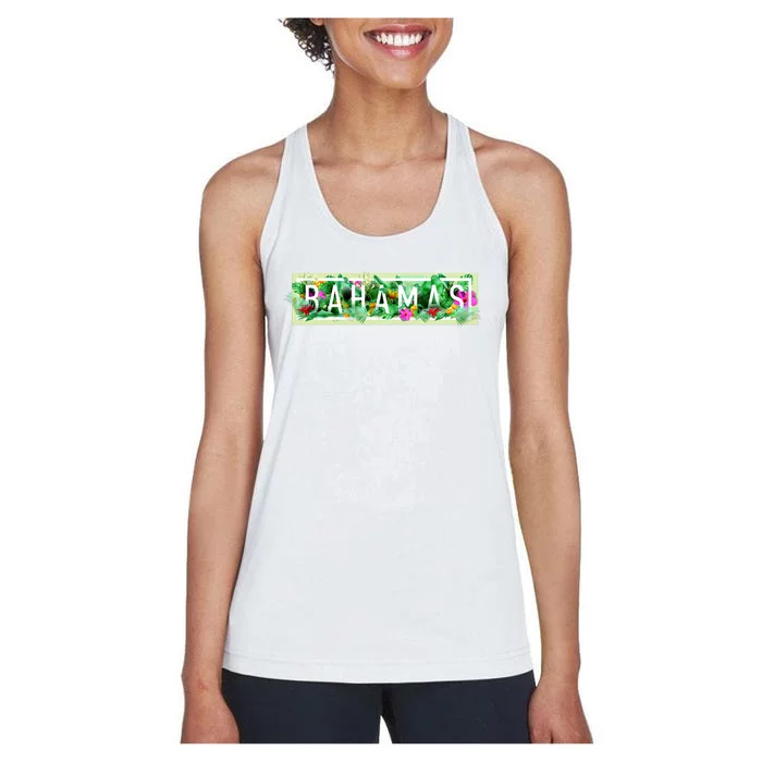 Bahamas Framed Floral Design Women's Racerback Tank