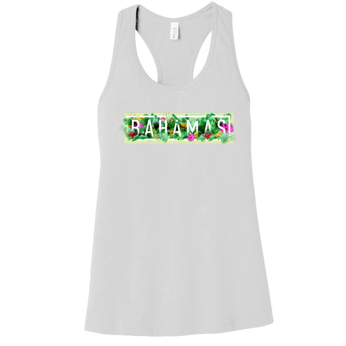 Bahamas Framed Floral Design Women's Racerback Tank